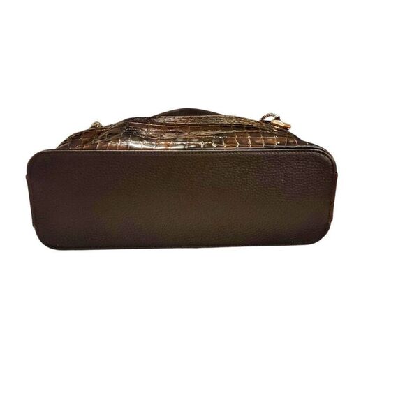 Brighton Brown Black Leather Snakeskin Pattern Medium Large Shoulder Bag - Picture 6 of 15